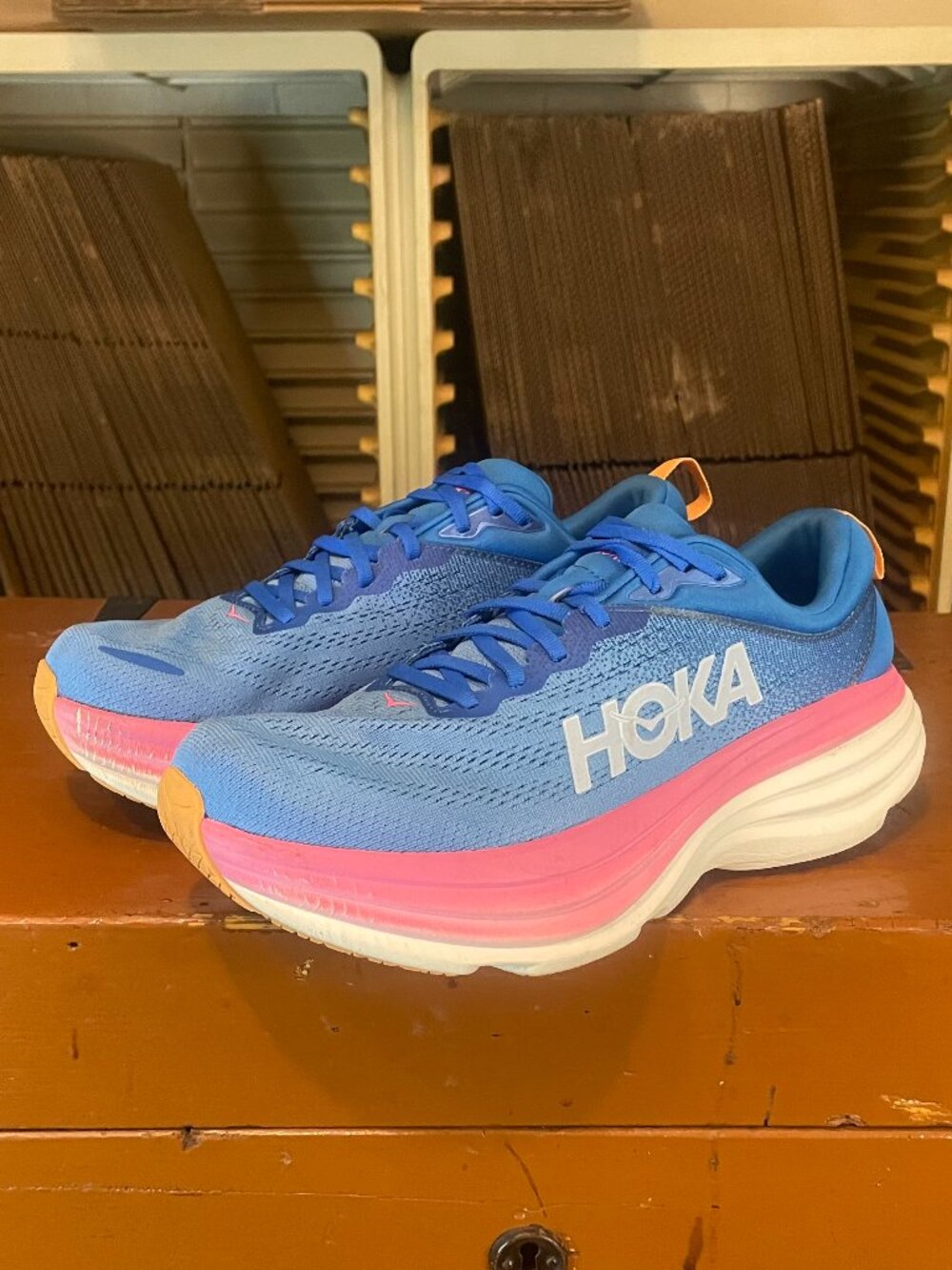 HOKA One One Women's Size 10 B Bondi 8 1127954 CSAA Blue Running Shoes Sneakers - Picture 1 of 8